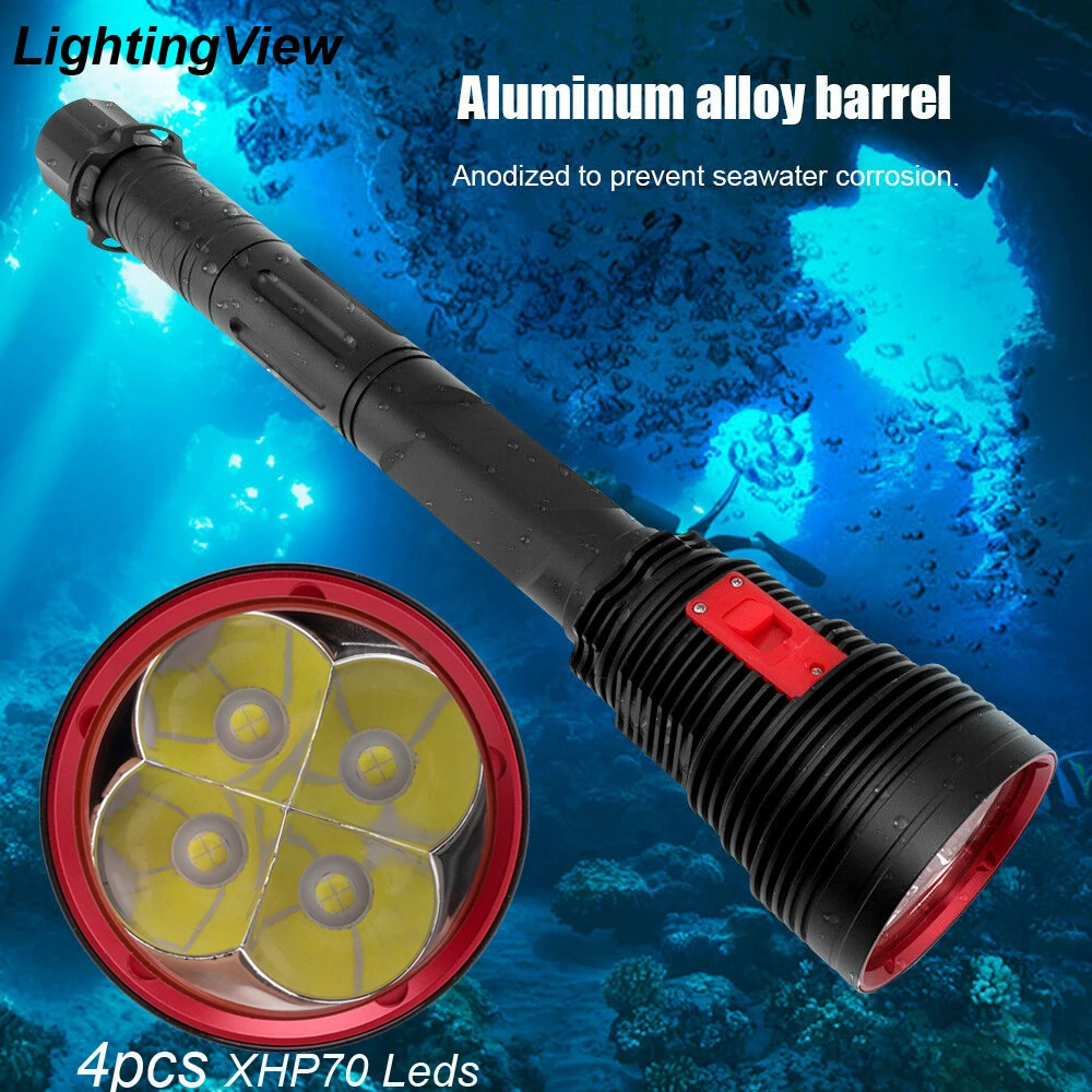 

Новинка, Профессиональный Подводный фонарь IPX8 4 * XPH70, светодиодный фонарь для подводного плавания, фонарь для дайвинга с питанием от батареи...