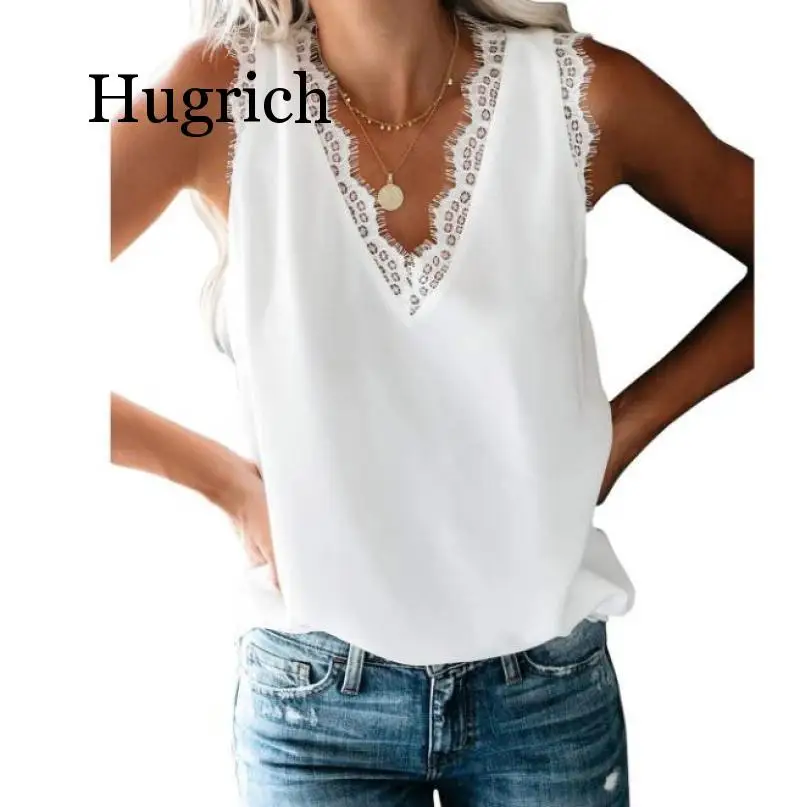 Женская кружевная майка с V-образным вырезом Белый/Абрикосовый/белый топ