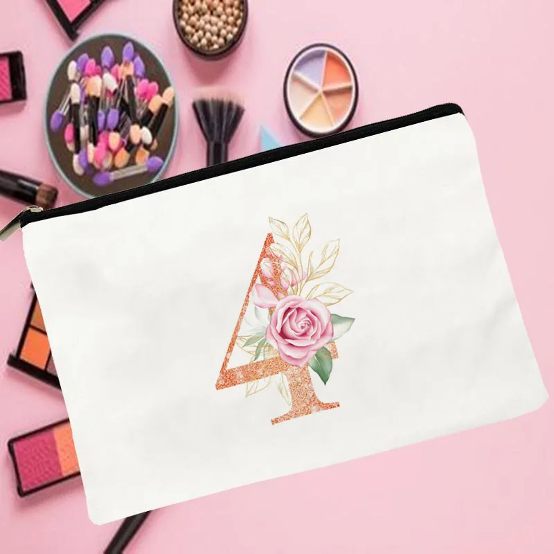 

Women Rose Gold Letter 4 Printed Make up bag Fashion Women Cosmetics Organizer Bag for Travel Colorful Storage Bag for Lady Bag