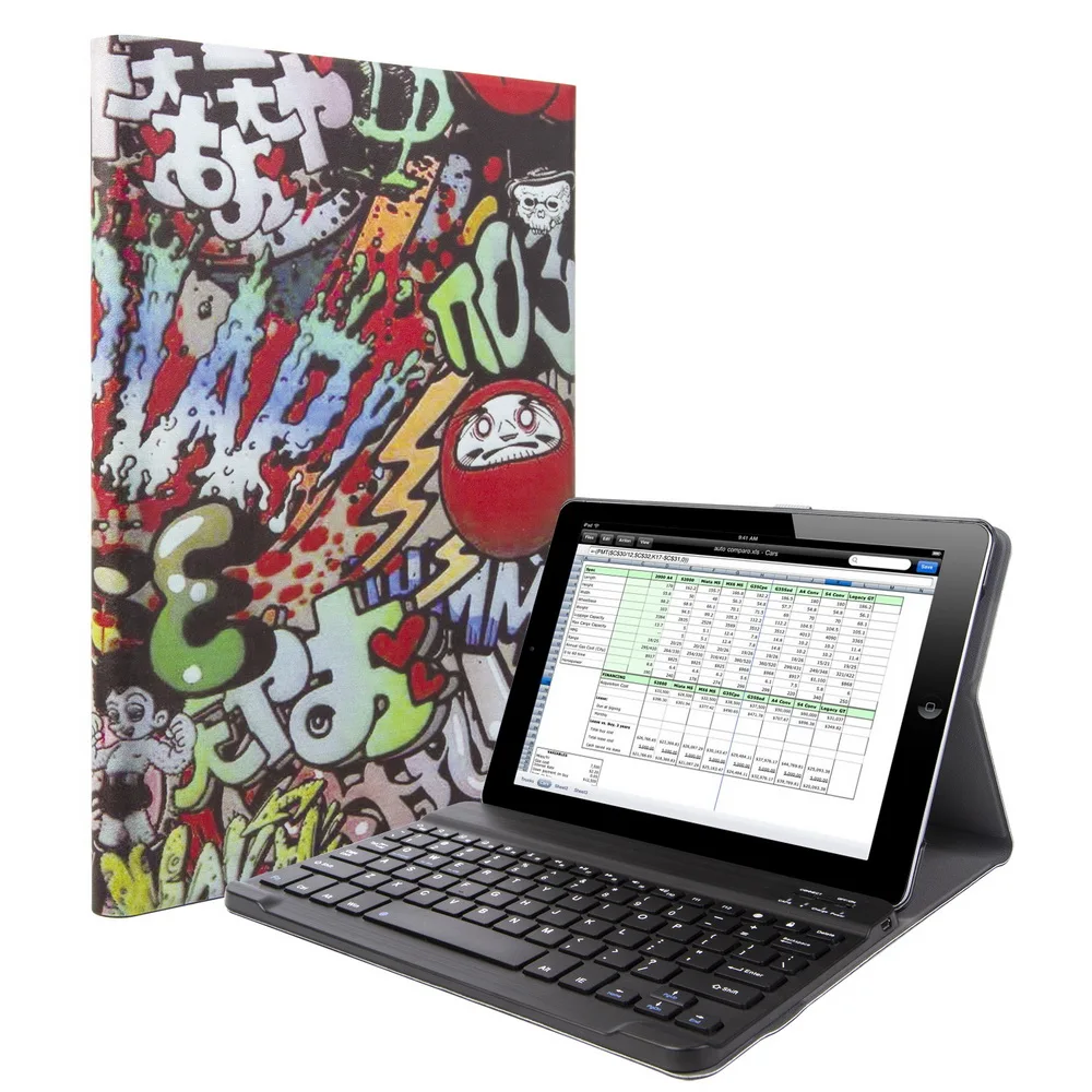 Чехол из тонкой кожи, чехол для Apple, iPad 9,7 A1822 A1893 5-го поколения, беспроводная удаляемая Bluetooth клавиатура - Цвет: Синий
