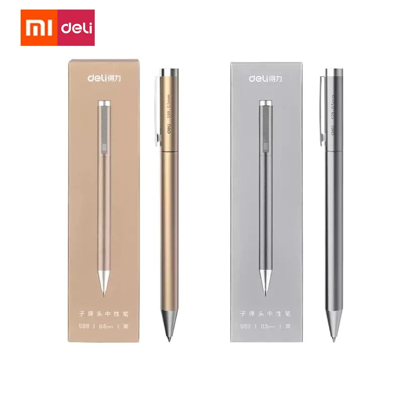 Xiaomi Deli – stylo à signes métalliques  or/argent  Gel  recharges 0.5mm  PREMEC  recharge lisse