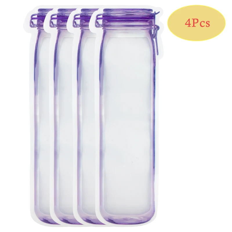 4Pcs XL Многоразовые банки для бутылок, мешочки для орехов, конфет, печенья, водонепроницаемая сумка для хранения свежих продуктов, сэндвич-пакеты для закусок на молнии - Цвет: 4Pcs XL