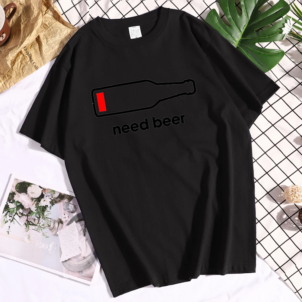 

Homme T Shirts Need Beer Print Oversized T-shirt Summer Man's O Neck Comfortable Short Sleeve Top Creativity Retro Crewneck