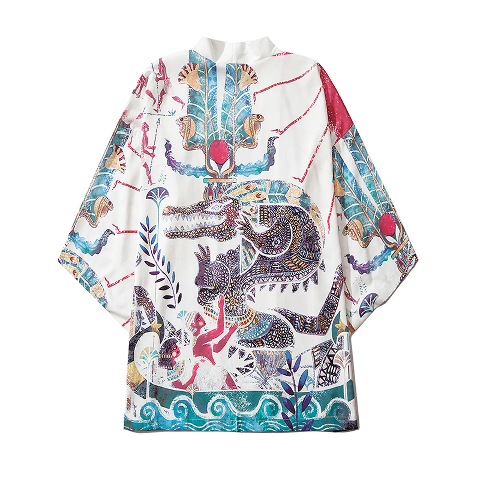 

Fashion Japanese Kimono Japanese Men Casual Loose Shirts Open Front 3/4 Sleeve Japanese Style Print Cover Up Cardigan Chemise