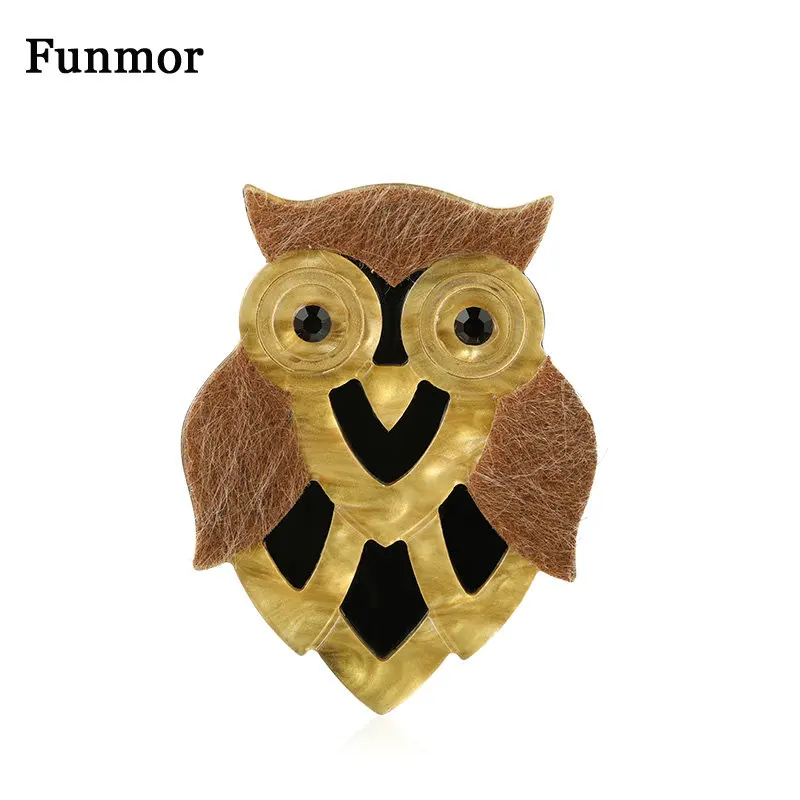 Funmor Vivid сова броши конский волос искусственная кожа новые булавки для женщин и
