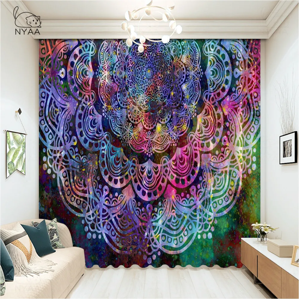 

Lotus Abstract Flower Indian Mandala Design Home Decor Modern Curtains for Living Room Bedroom Window Curtains