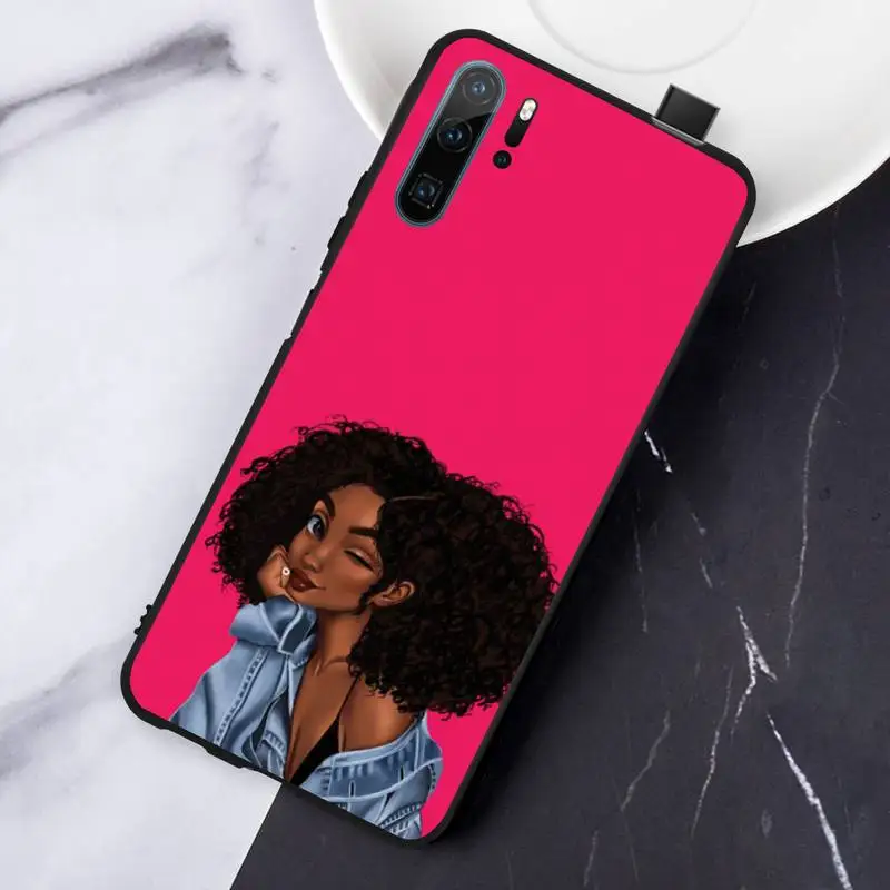 

Fashion Cartoons Black Girls beautiful Phone Case For Huawei honor Mate P 10 20 30 40 Pro 10i 9 10 20 8 x Lite