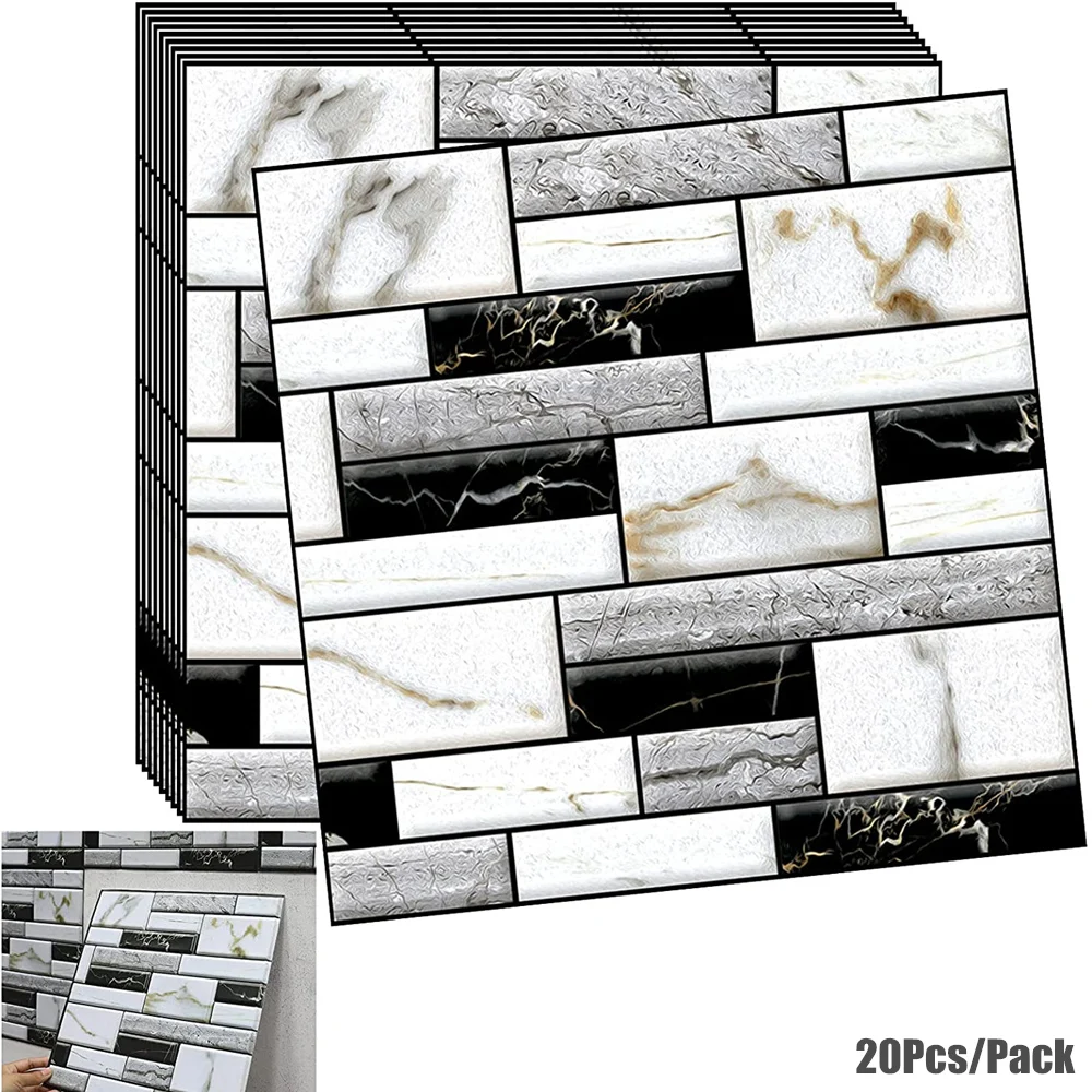 

20 шт. 3D настенная панель, кирпичная самоклеящаяся настенная наклейка, водостойкие обои для кухни, гостиной, фон, Декор стен MH509