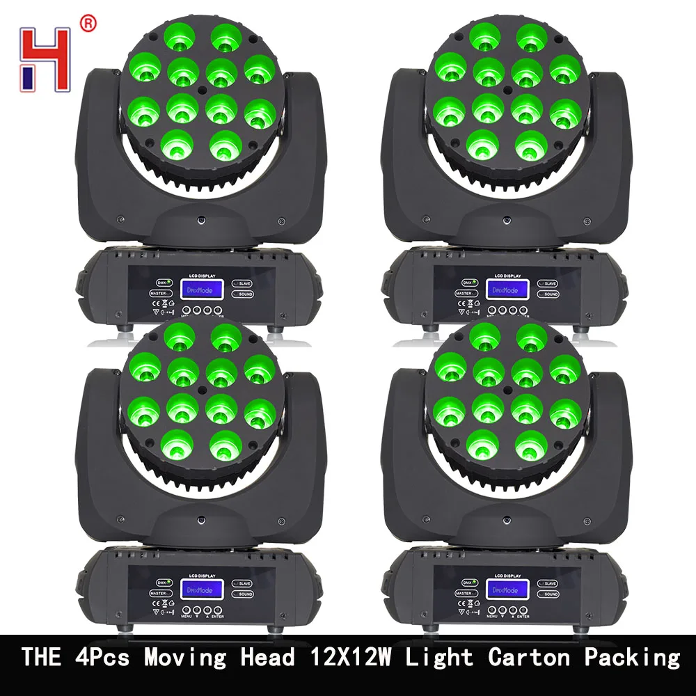 

Stage DMX Lights 12X12W LED Moving Head Lyre Wash RGBW 4In1 Sound Rotating Disco Lamp For DJ Party Bar Nightclub Dance Floor