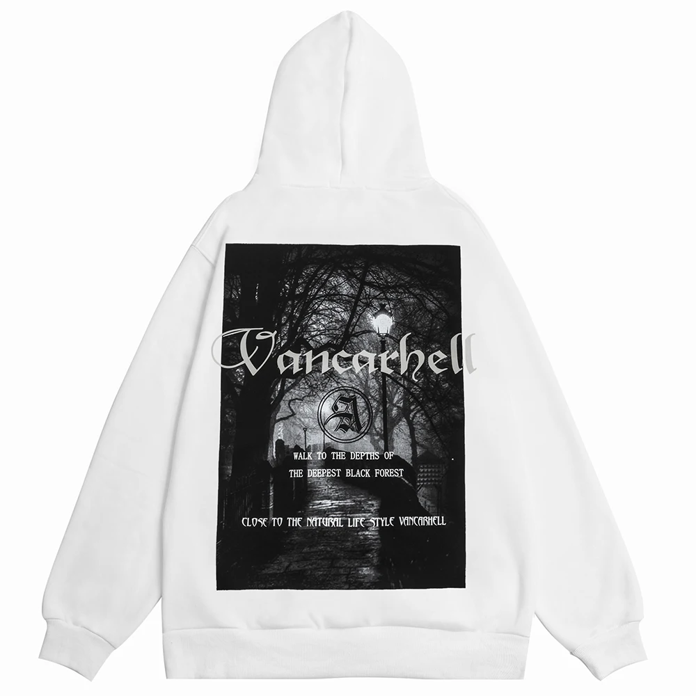

Fashion Fleece Hoodie Men Forest Landscape Print Winter Warm Hoodies Sweatshirts Punk Gothic Hooded Pullover Streetwear Coats