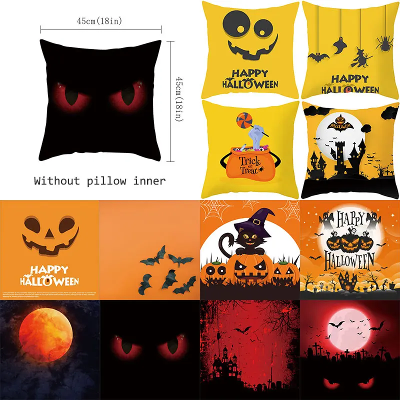 

Pillow Case Halloween Trick or Treat Cushion Cover Halloween Creative Printing Pillowcase Living Room Bedroom Sofa Decoration