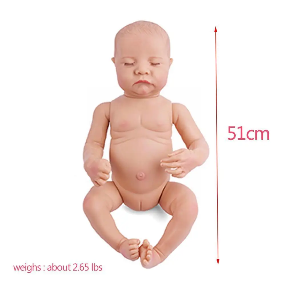 

20 Inch Popular Rebirth Baby Doll Realistic Soft Full Simulation Cute Vinyl Body Lifelike Flesh-colored Kit Pajama Girl Bab B2H9