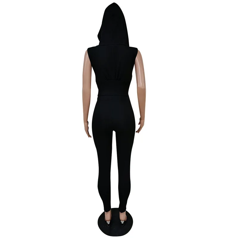

Sexy 2 Piece Set Summer Clothes For Women Deep V Neck Hooded Slim Fit Top + Bodycon Pant Sexy Lounge Wear Club Outfit Sweatsuit