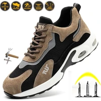 dropshipping indestructible shoes men work safety shoes with steel toe cap puncture proof boots lightweight breathable sneakers