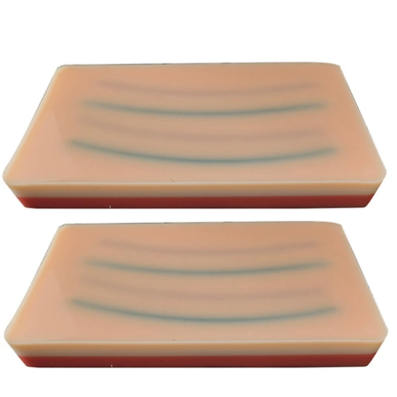 

2Pcs Injection Training Pad Model, Silicone Human Skin Suture Training Model, Injection Practice Pad, 4 Veins Imbedded