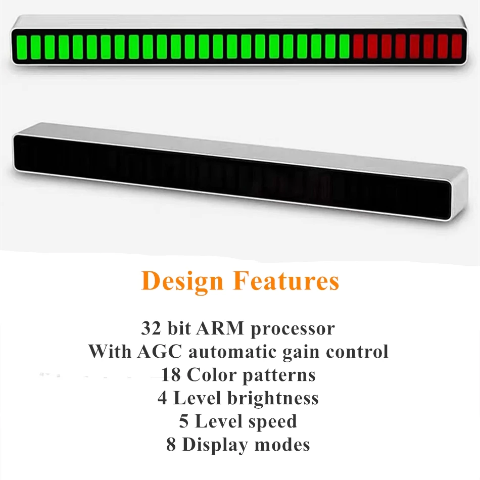 

2021 New Car Sound Control Light RGB Voice-Activated Music Rhythm Ambient Light with 32 LED 18 Colors Car Home Decoration Lamp