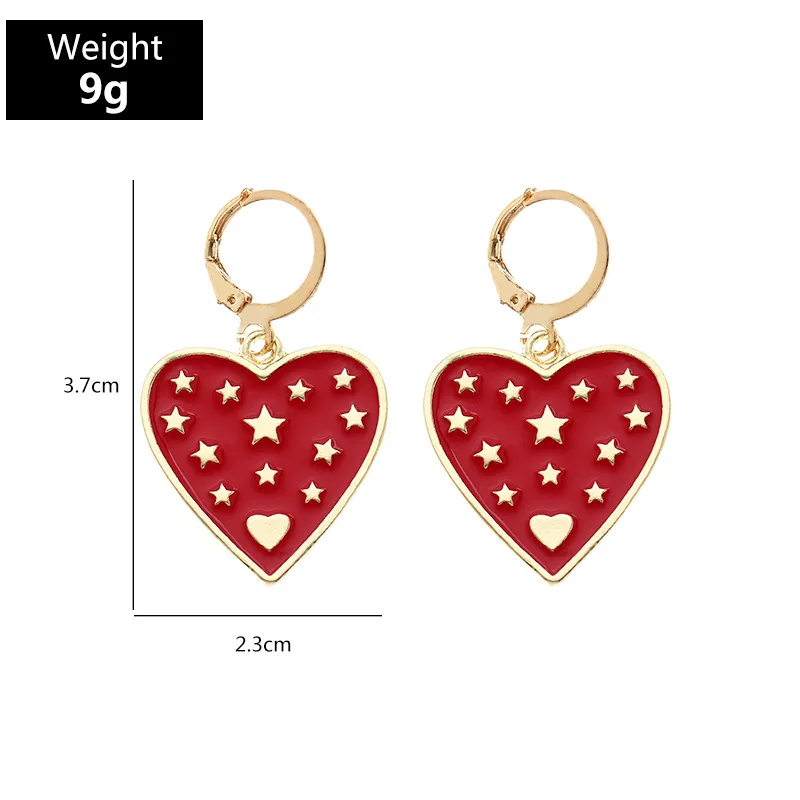 

Korean Fashion Geometric Pendant Star Love Pendant Earring Trend Sweet Personality Retro Flower Woman Earring Jewelry Gift