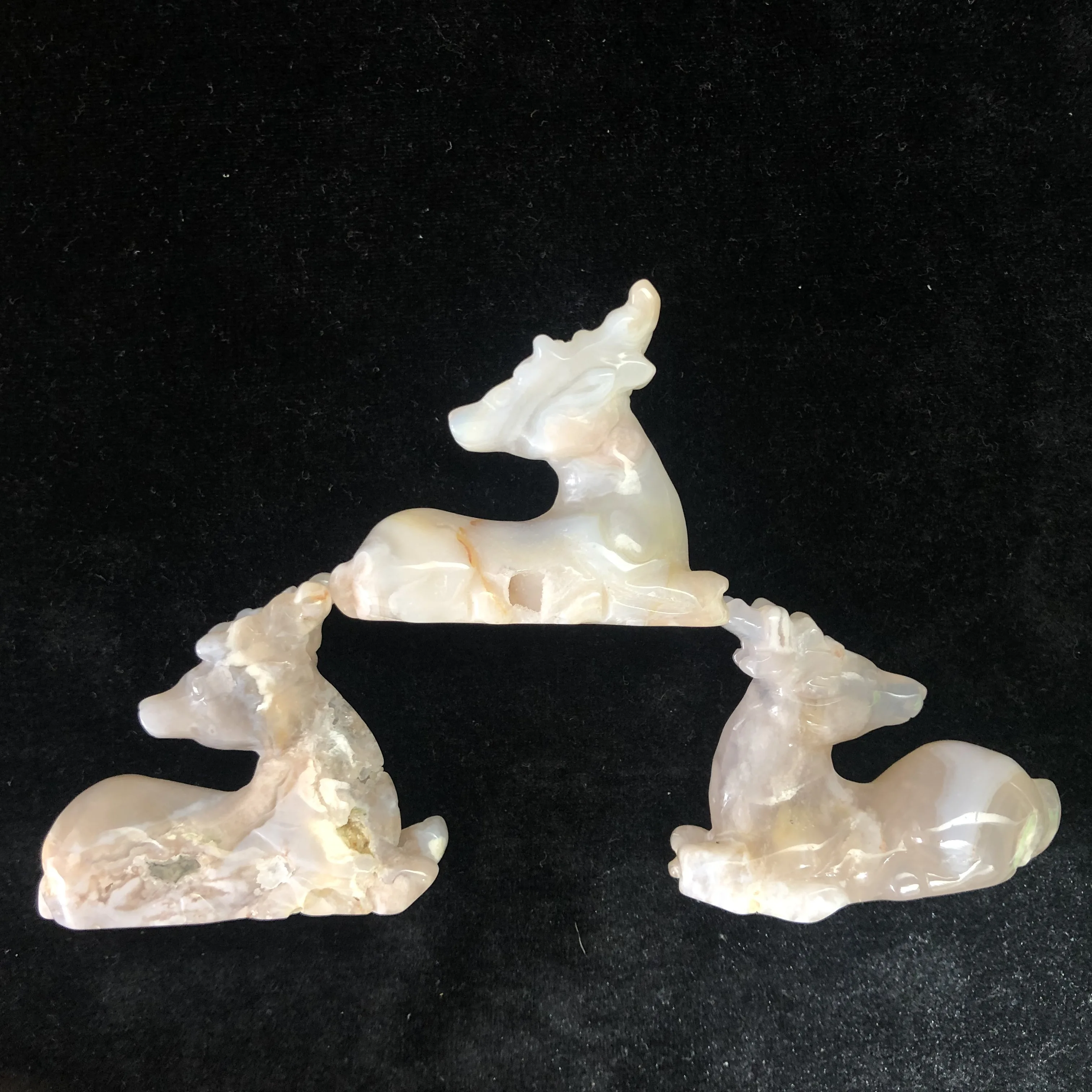 

Flower Agate Deer Feng Shui Chakra Healing Reiki Quartz Stone Home Decoration Stone Handicraft Decoration Deers Carvings