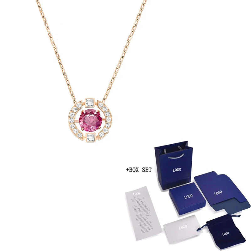 

Fashion Accessories Swa Round Dynamic Crystal Decoration Ring, Necklace, Bracelet Ladies Romantic High-End Jewelry Birthday Gift