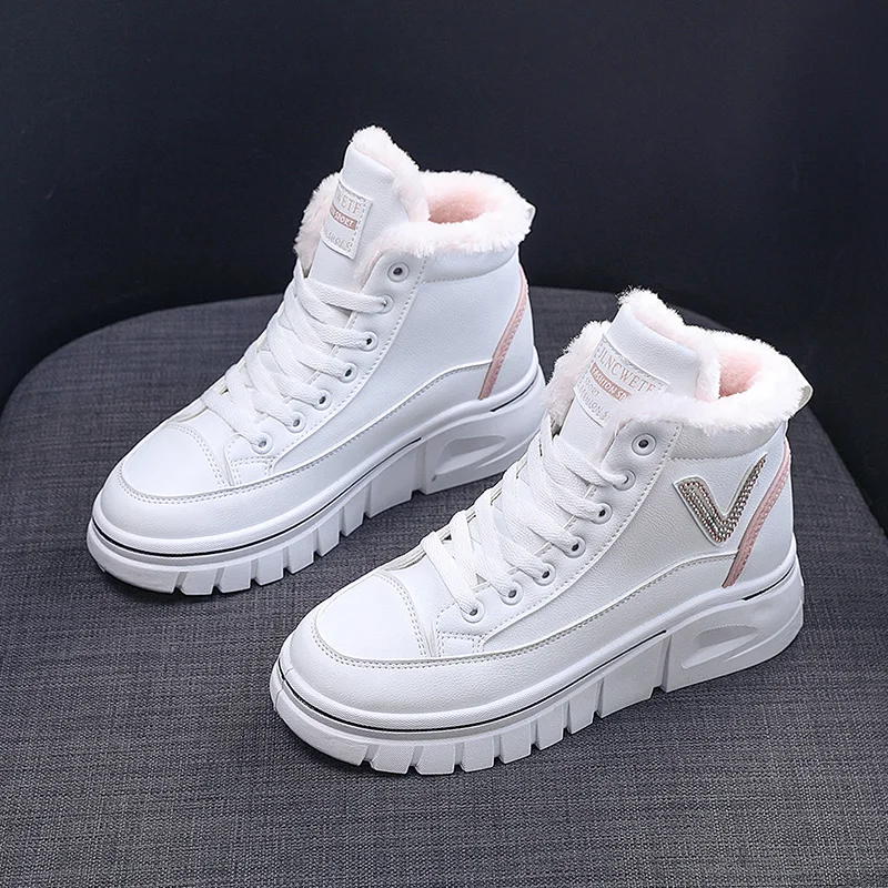 

Women Winter Boots Snow Boots Ankle Keep Warm Plush Shoes Sneakers Flats Lace Up Ladies Short Shoes