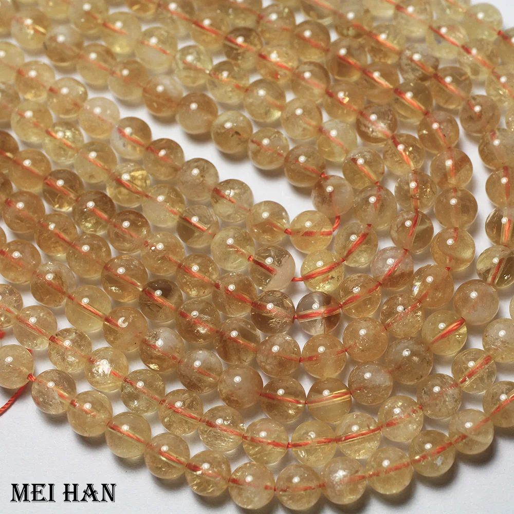 Meihan freeshipping natural 7.5-8mm Citrine (1 strands/set) smooth round loose beads for jewelry making design gift | Украшения и
