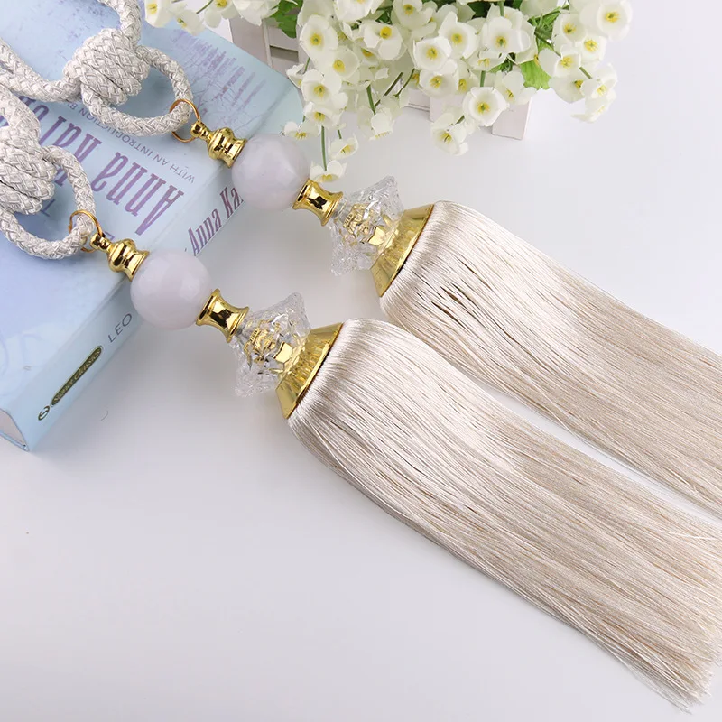 

1 Pair Crystal Curtains Hanging Ball Curtains Tassels Fringe Tiebacks Bandages Brushes Curtain Accessories