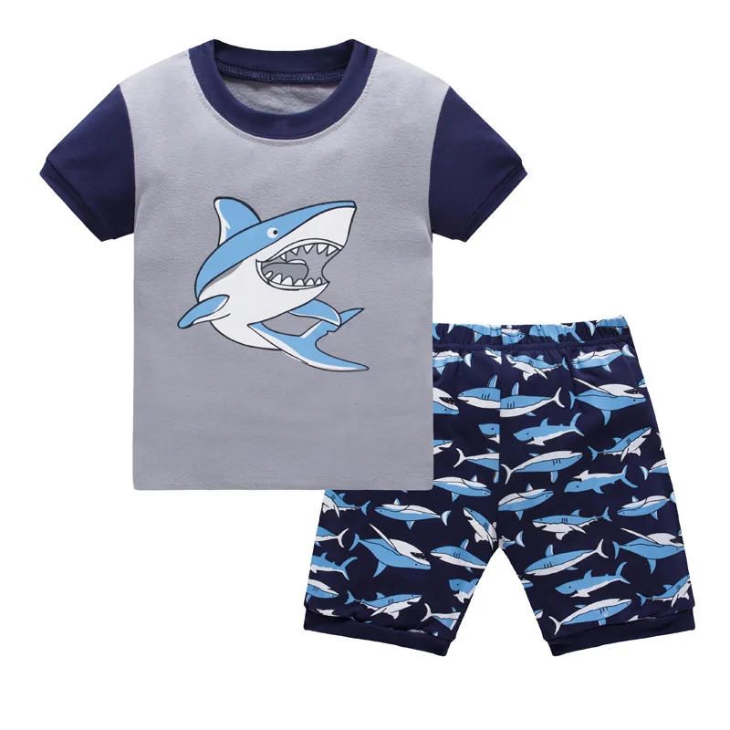 

Shark Kids Pajama Set Boys Sleepwear 2-8 Years Boys Pijamas Set Children's pyjama T-shirt + shorts Baby Boy Clothing Set