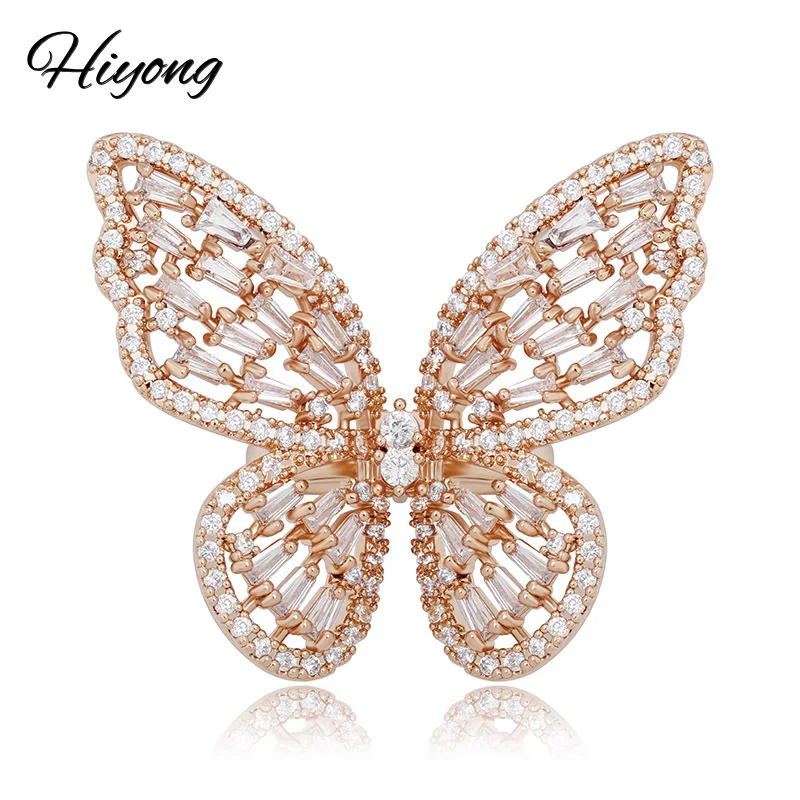 Открытые Регулируемые кольца Hiyong в стиле хип-хоп с инкрустацией из циркония