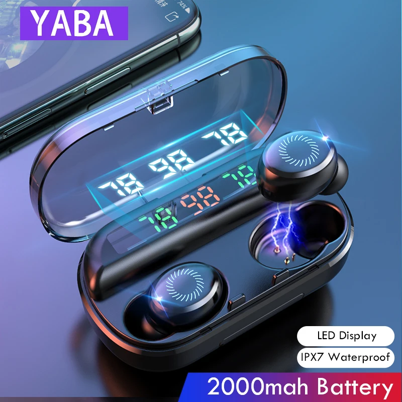 YABA V10 8D беспроводные наушники Bluetooth спортивные светодиодный дисплей сенсорное