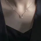 Серебряный цвет, блестящее ожерелье-бабочка с цирконием, блестящее животное, колье, кулон, вечерние, подарок для дам, модные ювелирные изделия