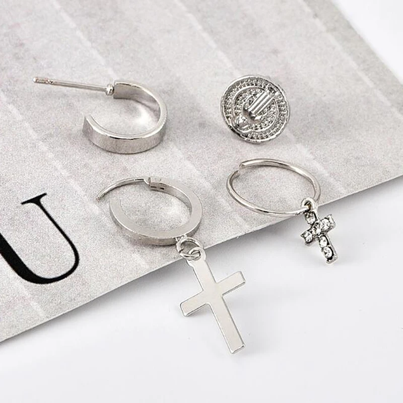 

New Earrings Fashion Jewelry Popular Personality Cross Humanoid Stud Earrings For Women Combination Wholesale