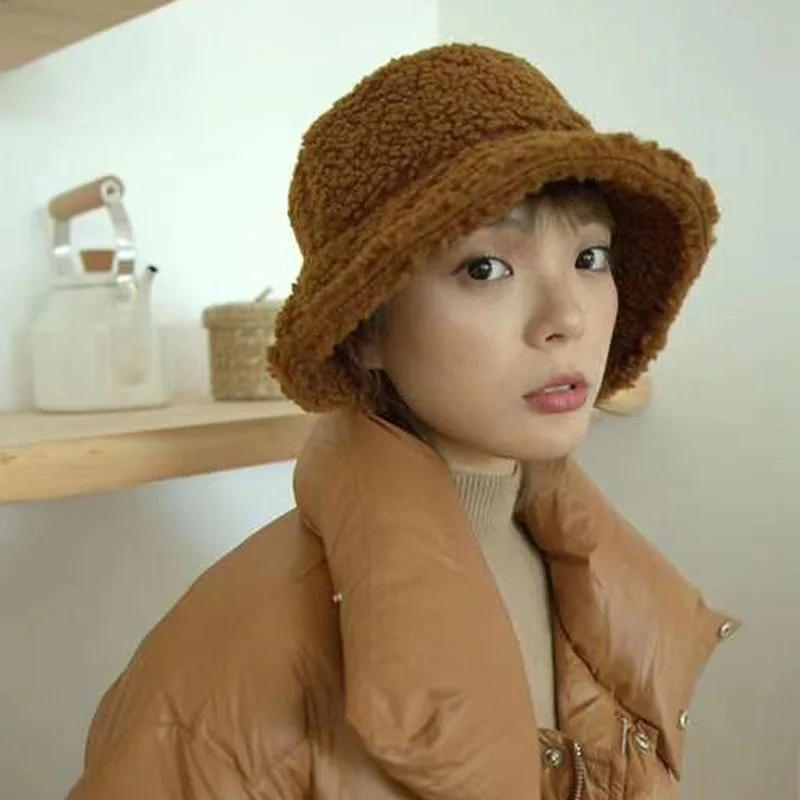 Зимняя шапка-ведро из искусственного меха для женщин и девушек модная однотонная