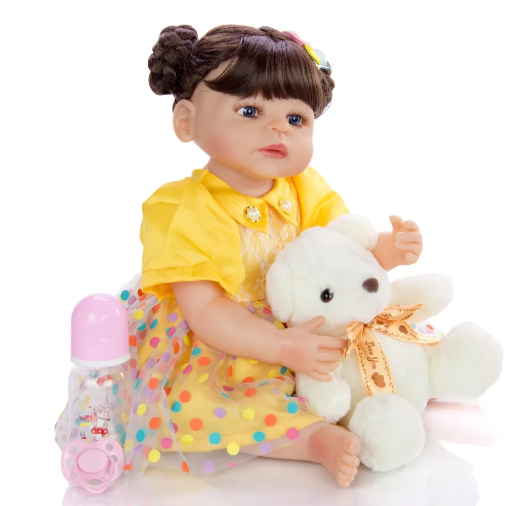 55cm Silicone Vinyl Lifelike Baby Realistic Reborn Dolls Girl Alive Doll with fashion skirt girls toy for children Gifts babies | Игрушки и
