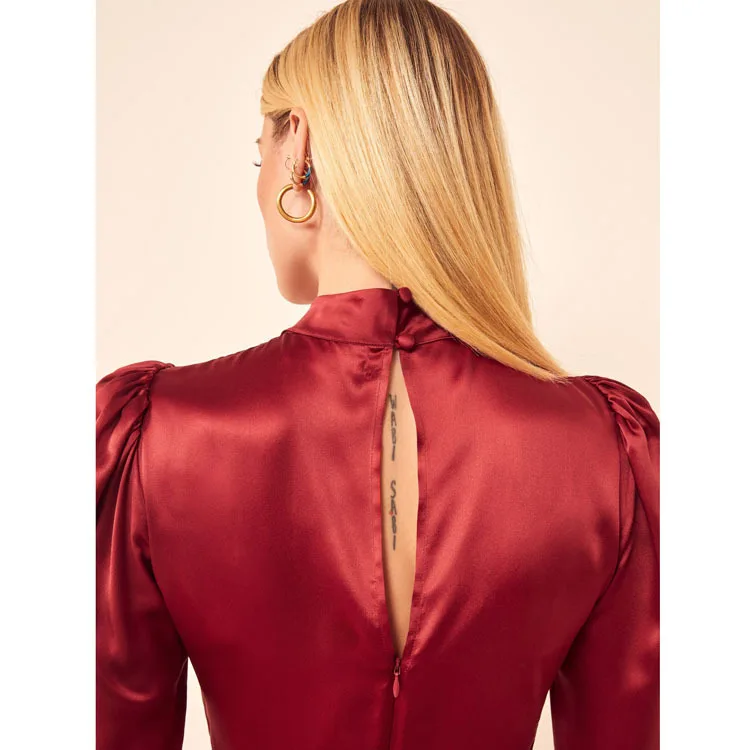 

Spot the new satin silk short dresses 2019 summer 175 French retro Europe and the United States women's clothing