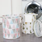 Круглые корзины для грязной одежды, складные мешки-ведра, корзина для белья из хлопка и льна, корзина для белья с защитой от пыли, водонепроницаемая корзина для хранения