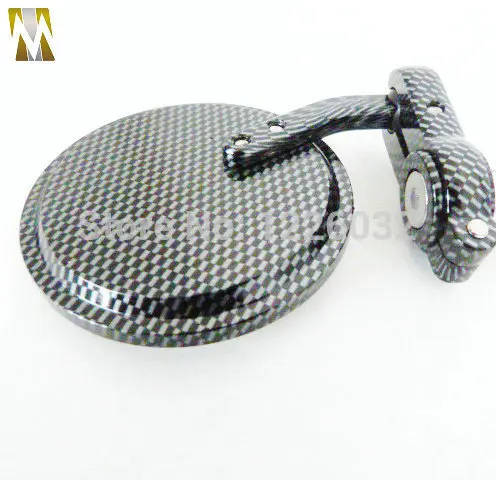 Мотоцикл Углеродного Волокна Ручка Бар Руль конец 3 &quotКруглая сторона зеркало