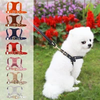 pet dog harness and leash set for small medium dogssummer outdoor bright pu durable chest backchihuahua french bulldog leash