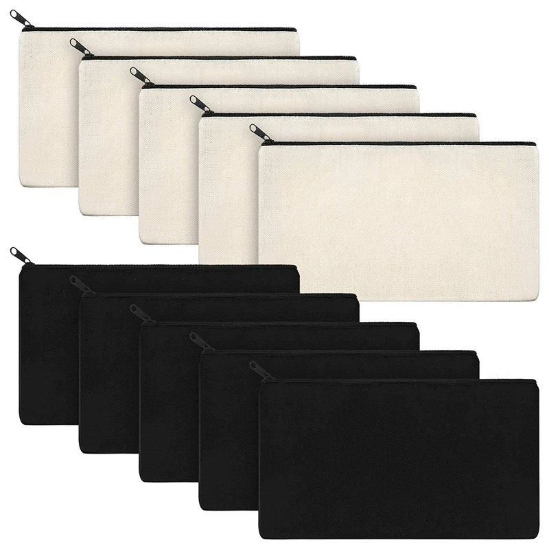 

10 шт., тканевые сумки для макияжа, сумки на молнии, пенал, чехол для карандаша, пустые DIY сумки для рукоделия, сумка для путешествий, сделай сам...