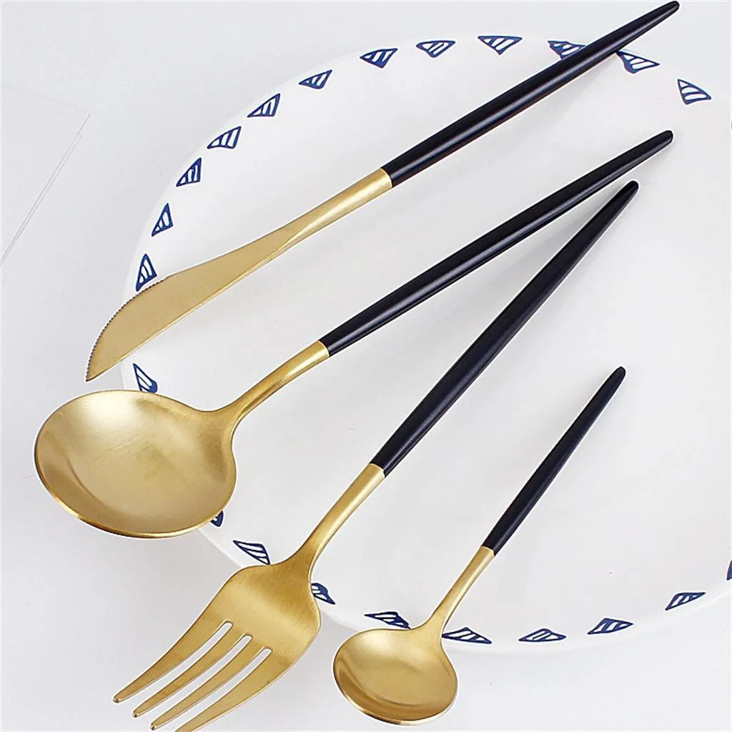 4 шт./компл. Европейский столовый набор из нержавеющей стали нож вилка ложка