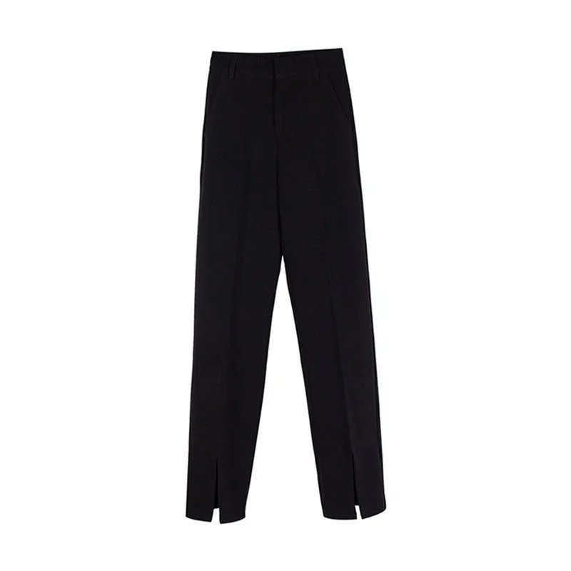 

MINGLIUSILI Korean Wide Leg Pants Sprint Women 2021 Fashion High Waist Oversize Trousers Women Black Plus Size Casual Trousers