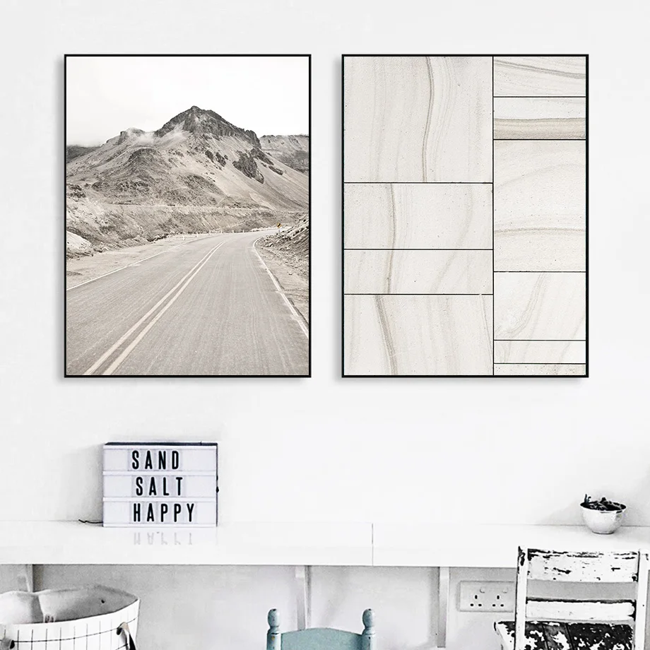 Настенная картина с изображением Гор-дороги пустыни пейзажа скандинавские