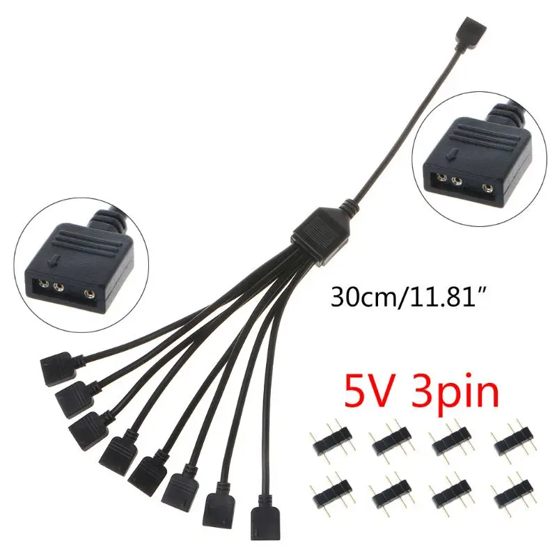

5V 3Pin Interface Transfer Extension Cable RGB Splitter Cord for A-SUS MSI Motherboard Aura Sync Hub