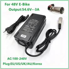 54.6V3A Charger 54.6V 3A Electric Bike Lithium Battery Charger for 48V Li-ion Lithium Battery Pack  XLR Plug  54.6V3A Charger