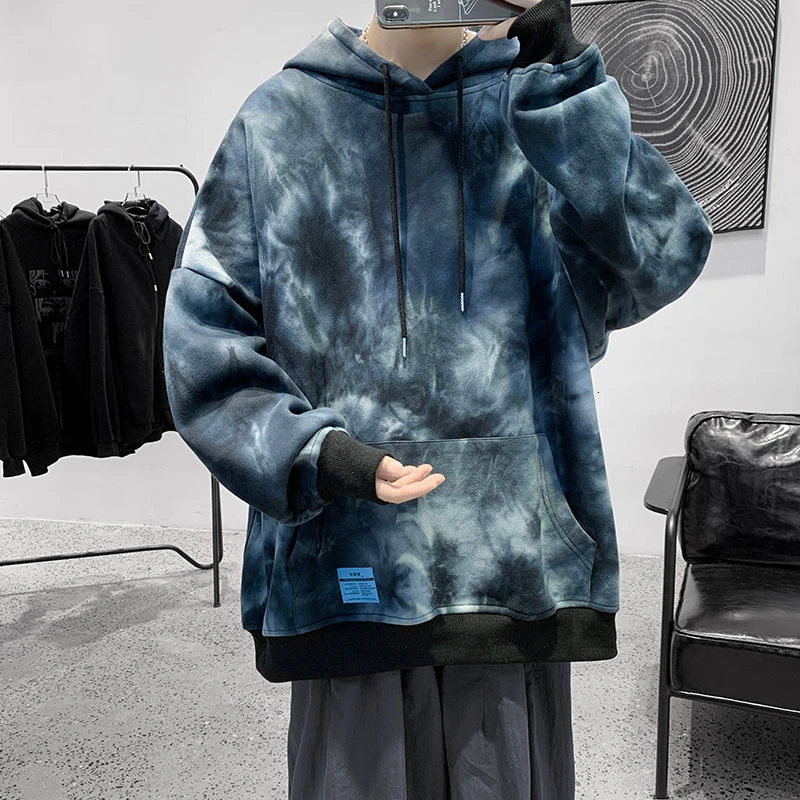 

Autumn Cotton Tie-dye Hoodies Men's Fashion Casual Hooded Sweatshirt Men Streetwear Loose Hip-hop Pullover Hoodie Mens Hoody