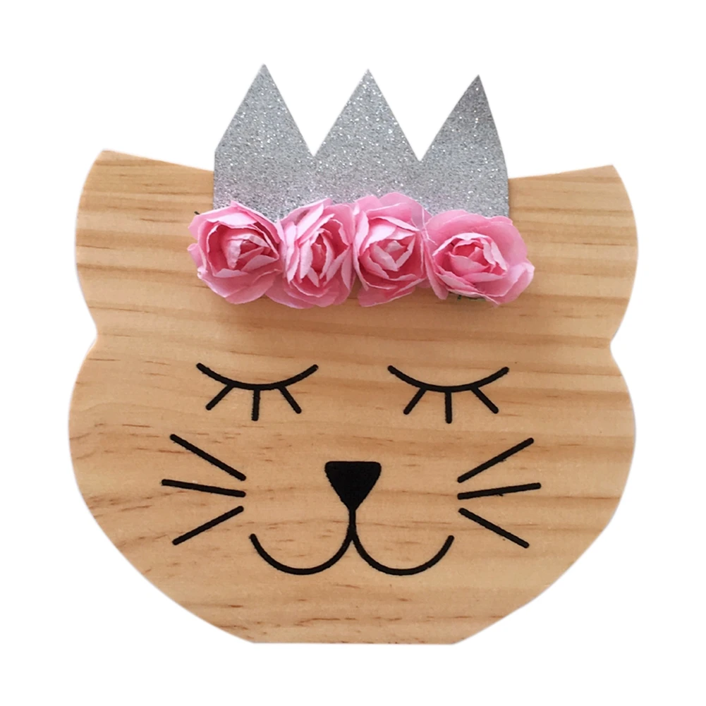 

Solid Wood Wall Decoration Household Crafts Cartoon Animal Decoration For Children Room Photography Props