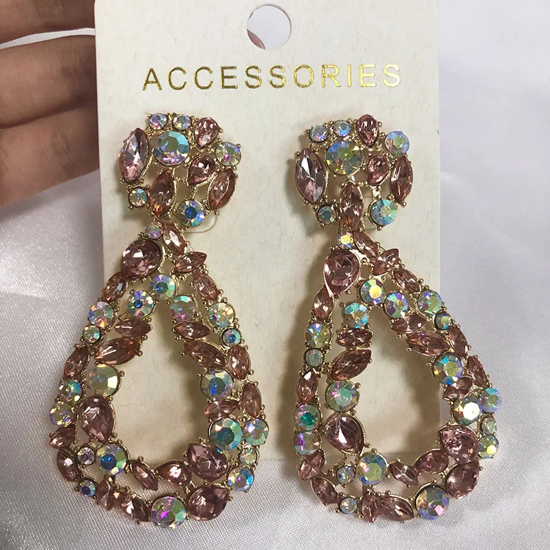 JUJIA za Multicolored Crystal Dangle Drop Earrings For Women Geometric Big Maxi Pendant Statement Trendy Jewelry | Украшения и