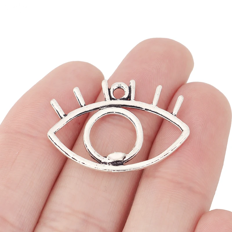 

30 x Tibetan Silver Evil Eye Charms Pendants for Necklace Bracelet Jewelry Making Accessories 31x22mm