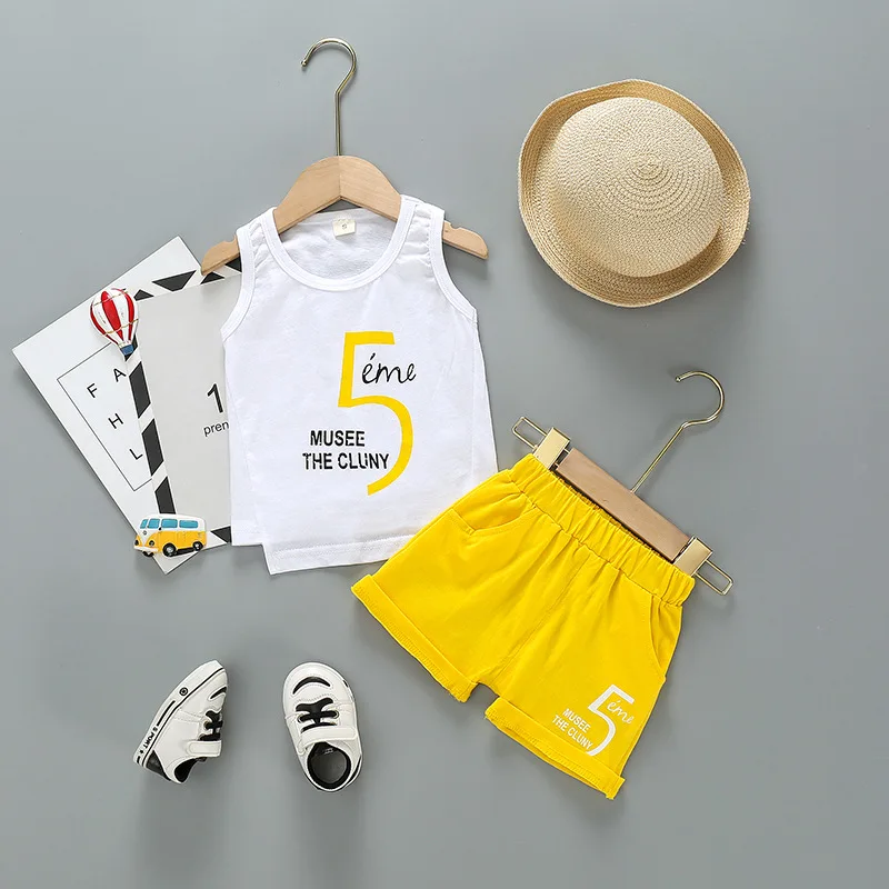Summer Baby Boys Girls Clothes Children Letter Printed O-Neck Vest Shorts 2Pcs/sets Infant Outfit Kid Fashion Toddler Tracksuits | Детская