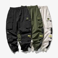2021 new hip hop joggers cargo pants men harem pants multi pocket ribbons man sweatpants streetwear casual mens pants s 5xl