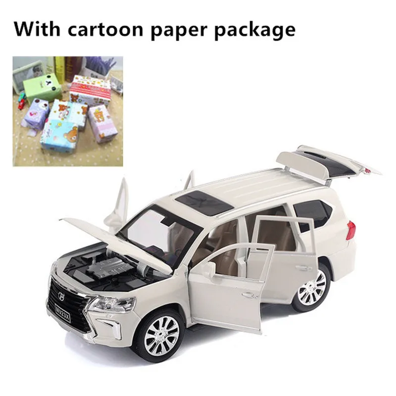 

Alloy 1:24 LX570 Metal Model Pull Back Toy Cars Light Sound Diecast Vehicle Toys Car for children Adults Collection